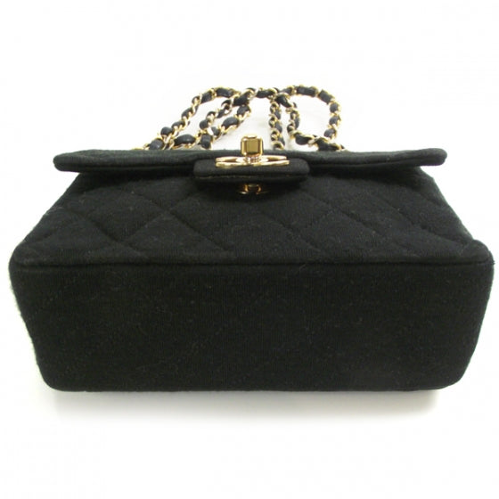 Jersey Quilted Mini Flap Black