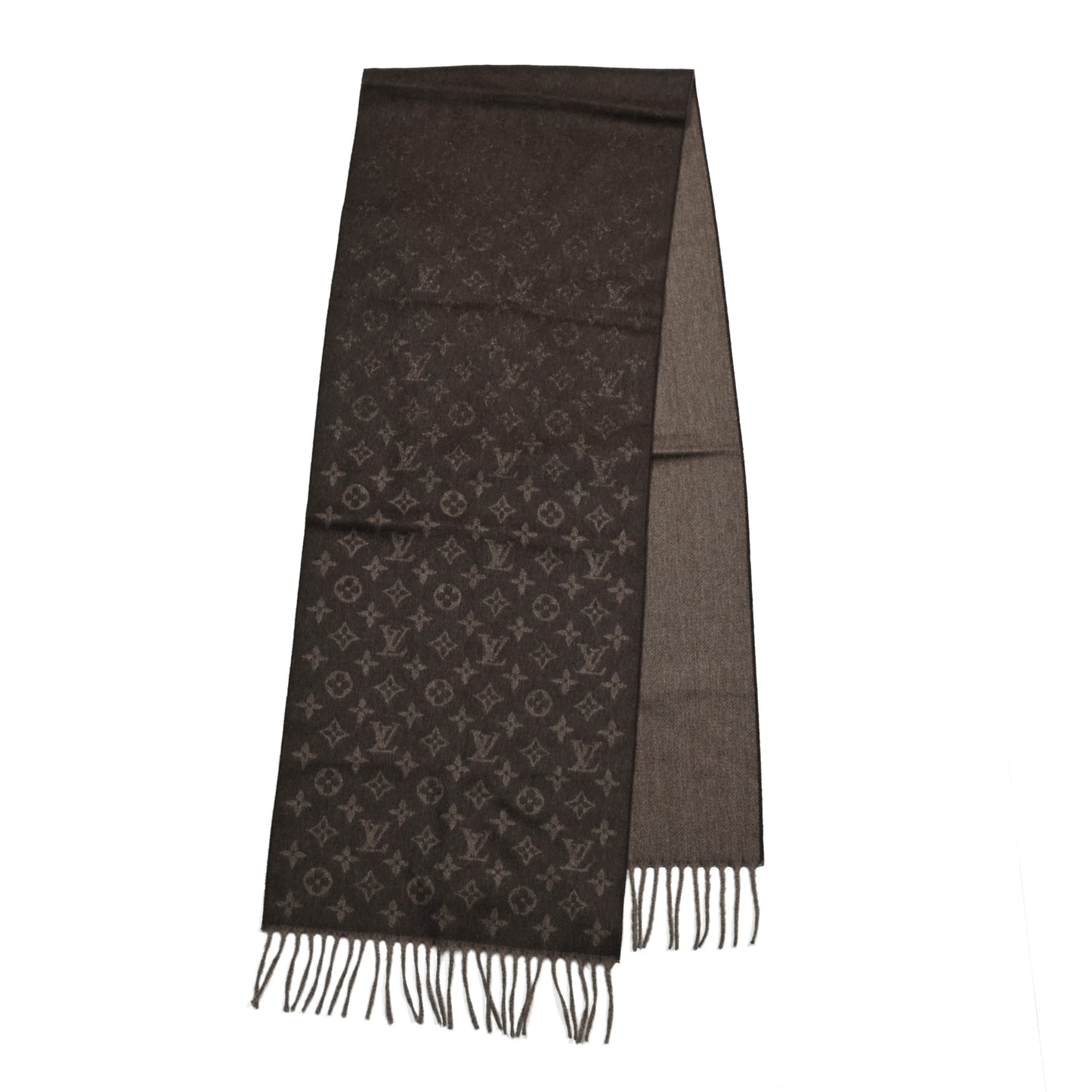 Cashmere Wool Monogram Gradient Scarf Noisette
