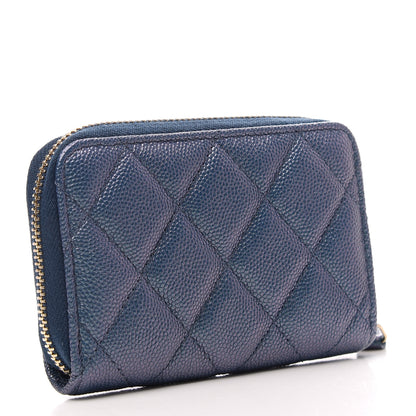 Chanel Iridescent Caviar Quilted Zip Coin Purse Dark Blue 3 of 8