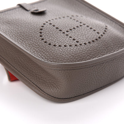 Hermes Taurillon Clemence Amazone Evelyne TPM Etain Rouge Casaque 8 of 9