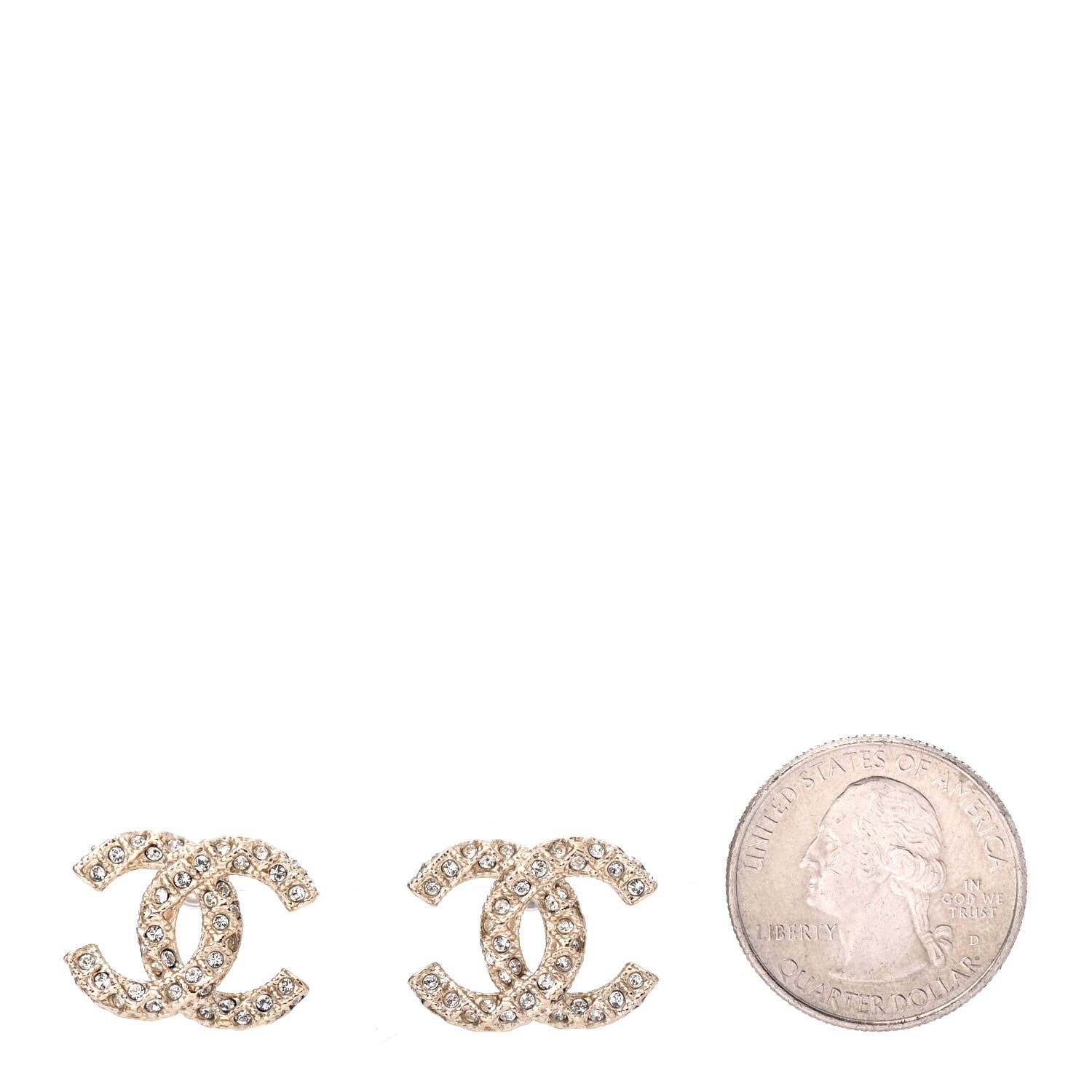 Chanel Crystal CC Earrings Light Gold 2 of 4