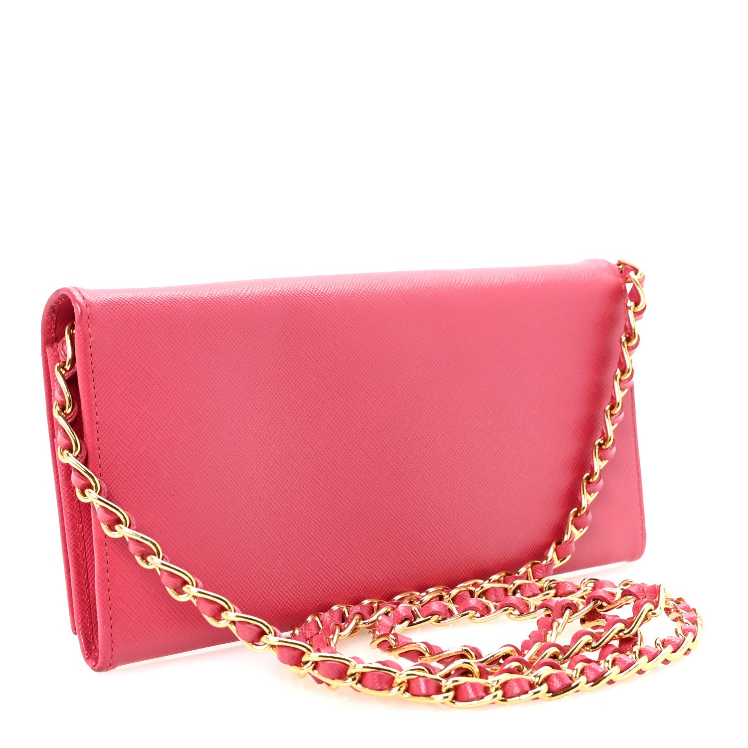 Prada Saffiano Love Chain Wallet Peonia 3 of 9