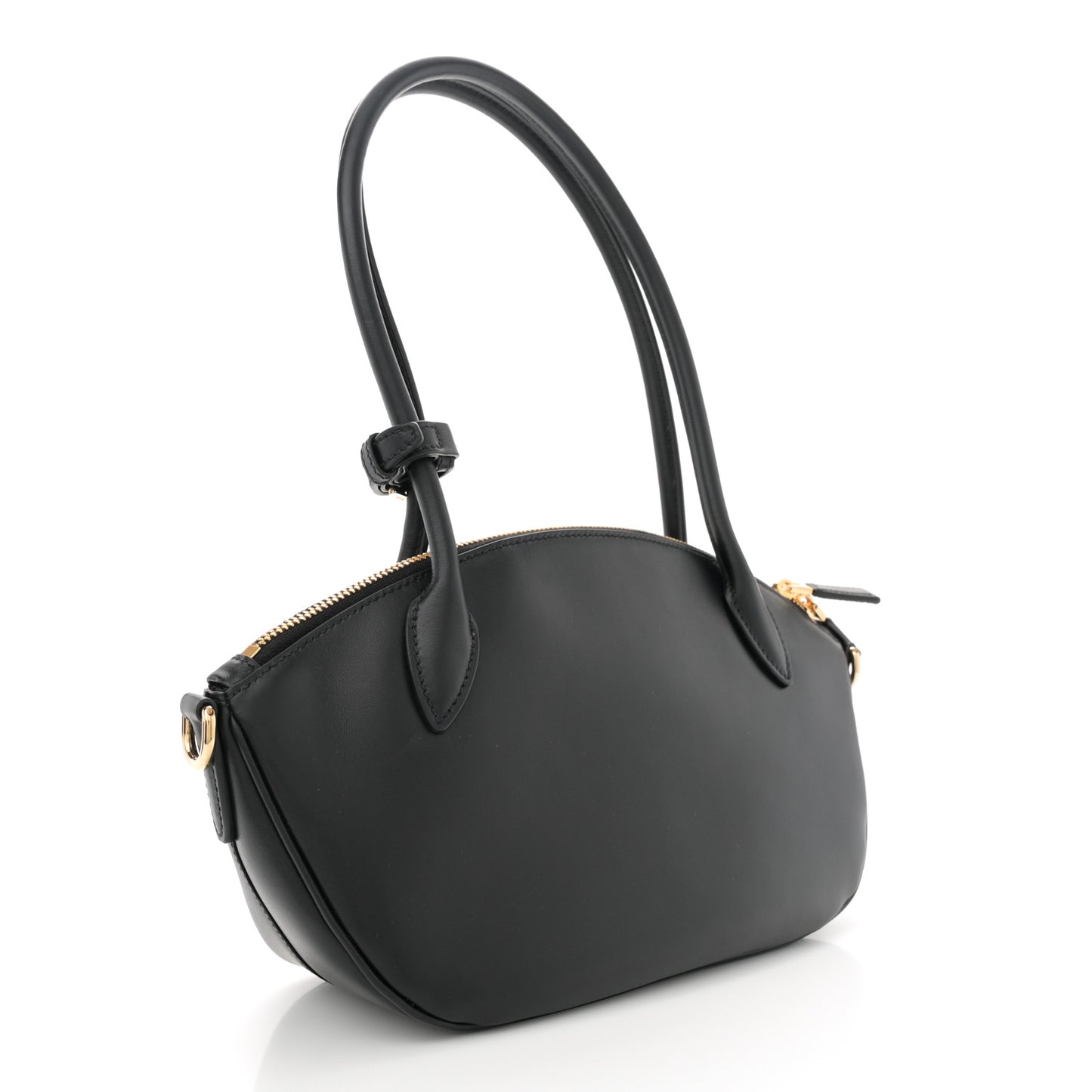 City Calf Small Triangle Shoulder Bag Black