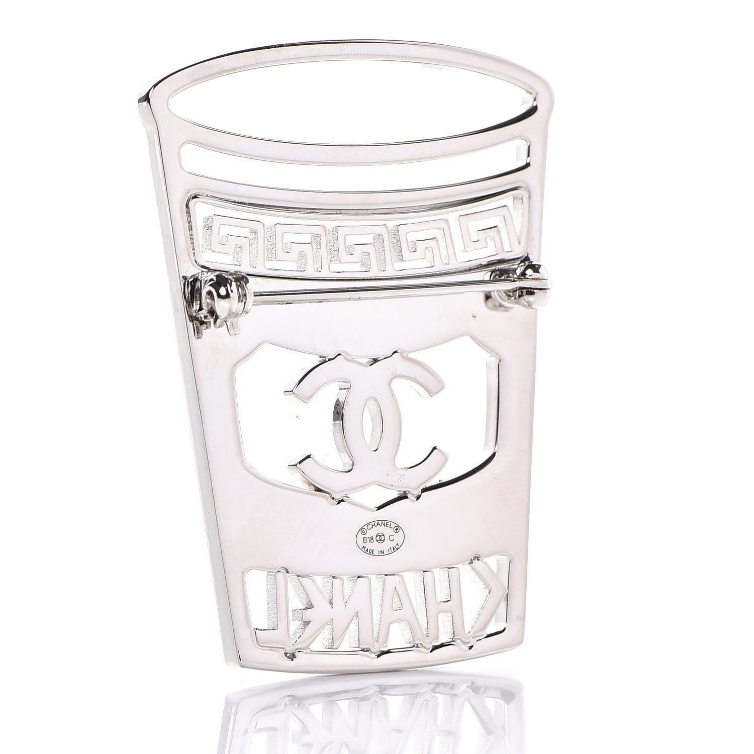 Chanel Crystal CC Greek Cup Brooch Silver Blue 3 of 5