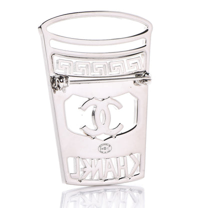 Chanel Crystal CC Greek Cup Brooch Silver Blue 3 of 5
