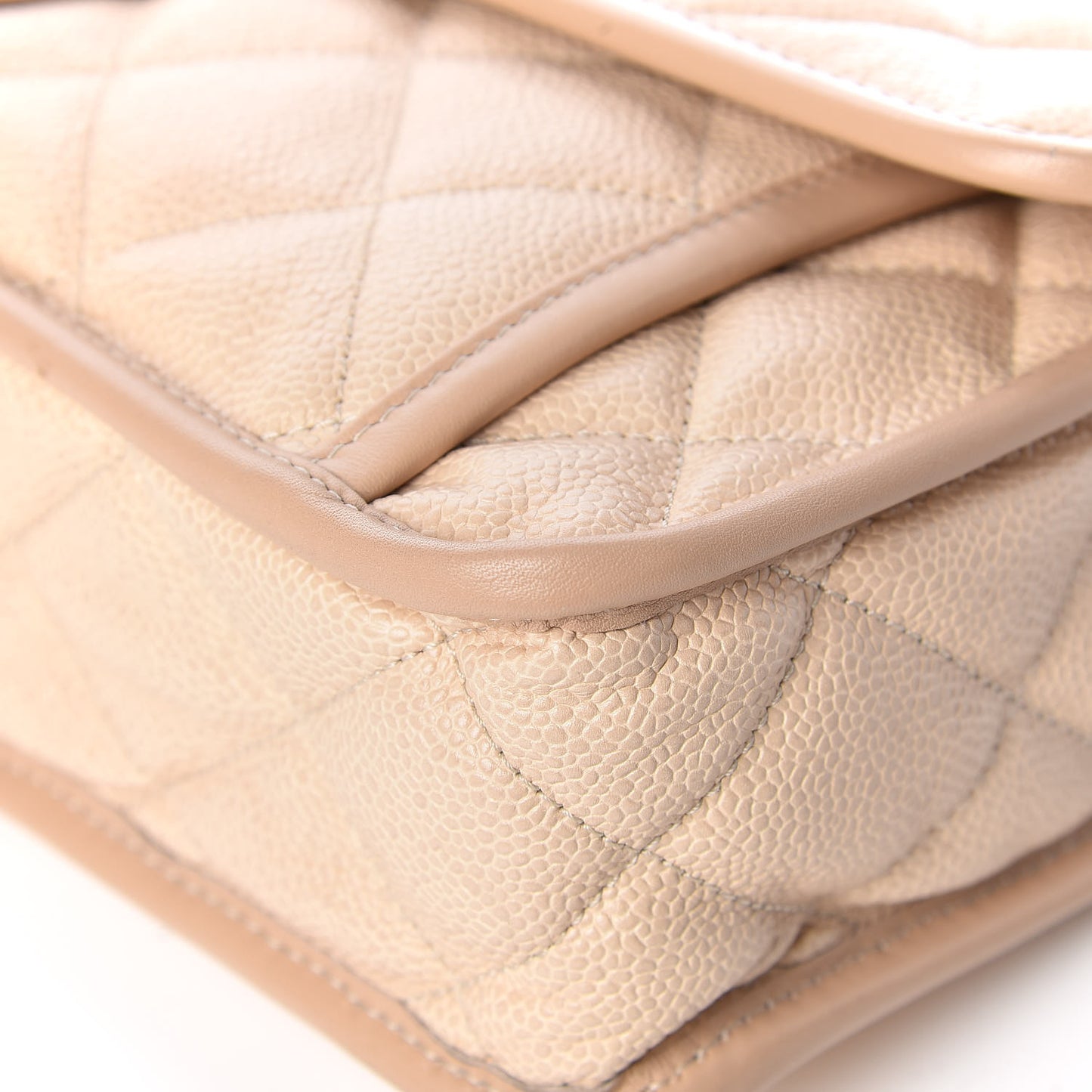 Caviar Quilted Large French Riviera Flap Beige