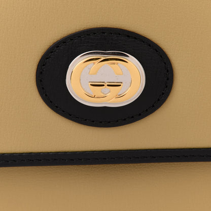 Gucci Azalea Calfskin Bi-Color Small Marina Chain Shoulder Bag Beige Black 8 of 10