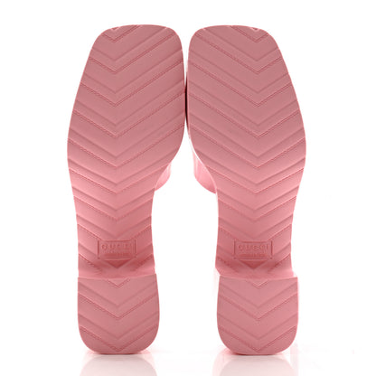 Gucci Rubber Gucci Logo Womens Platform 20/60mm Slide Sandals 38 Wild Rose 4 of 9