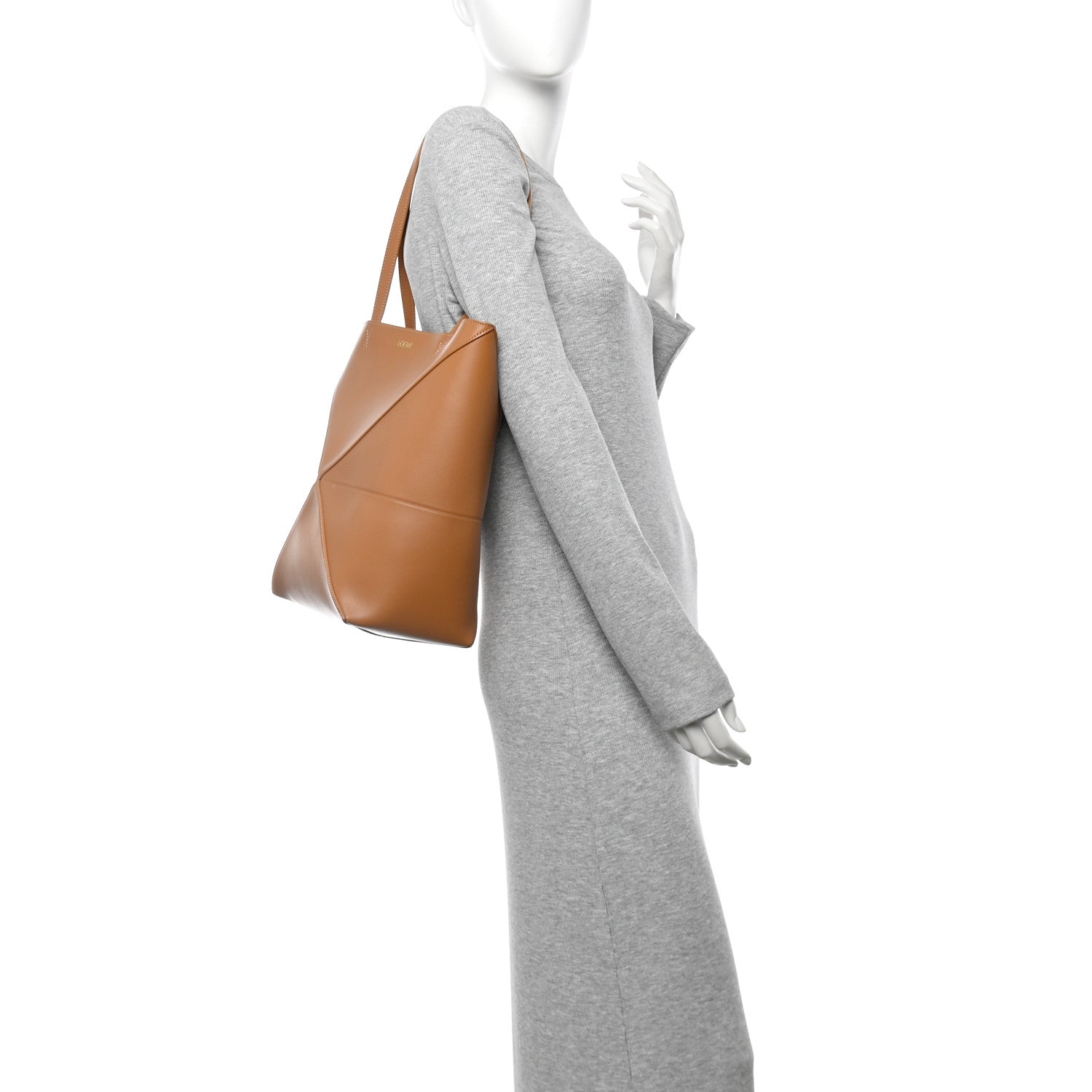 Loewe Shiny Calfskin Medium Puzzle Fold Tote Warm Desert 2 of 10