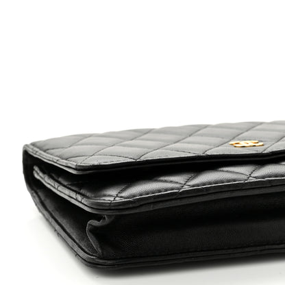 Chanel Lambskin Quilted Wallet On Chain WOC Black 10 of 11