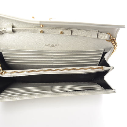 Saint Laurent Grain De Poudre Matelasse Chevron Monogram Chain Wallet Crema Soft 5 of 10