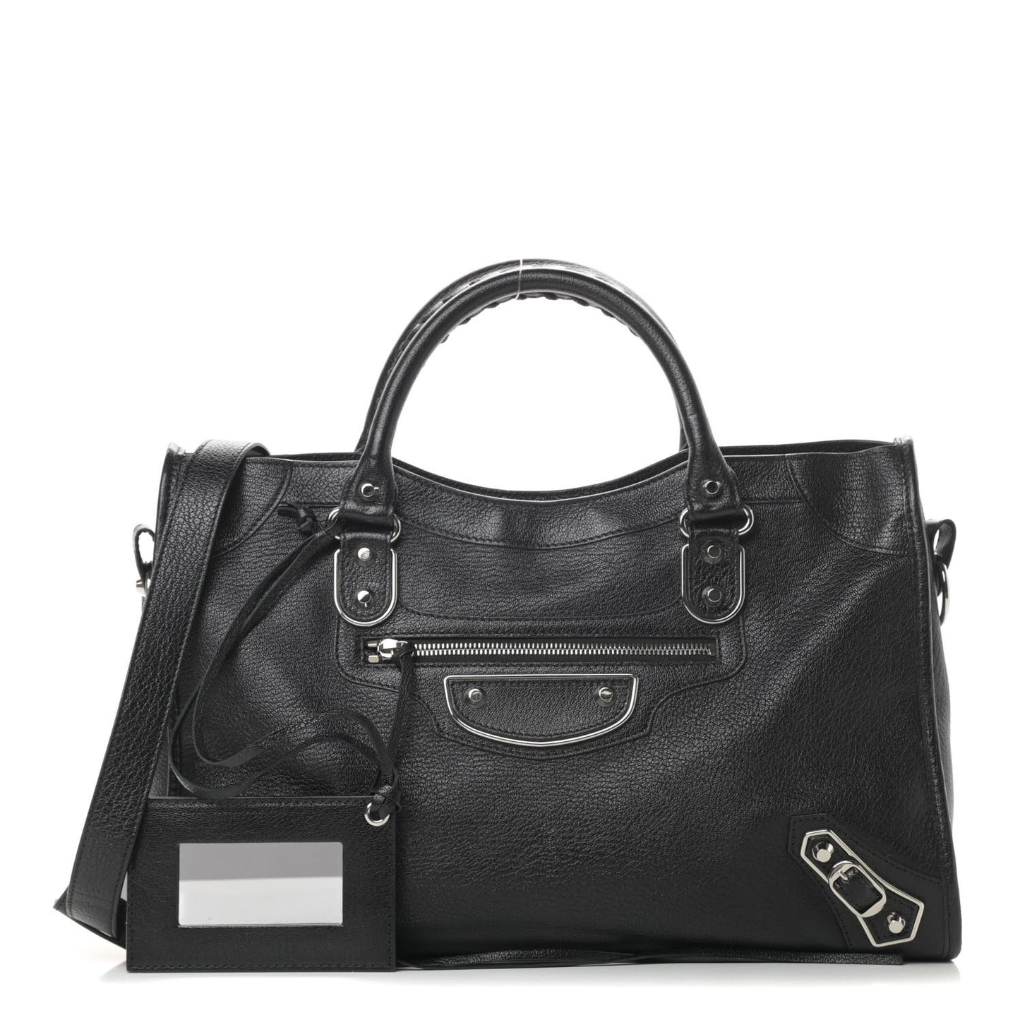 Chevre Silver Metallic Edge Hardware City Black