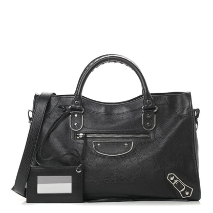 Balenciaga Chevre Silver Metallic Edge Hardware City Black 1 of 14