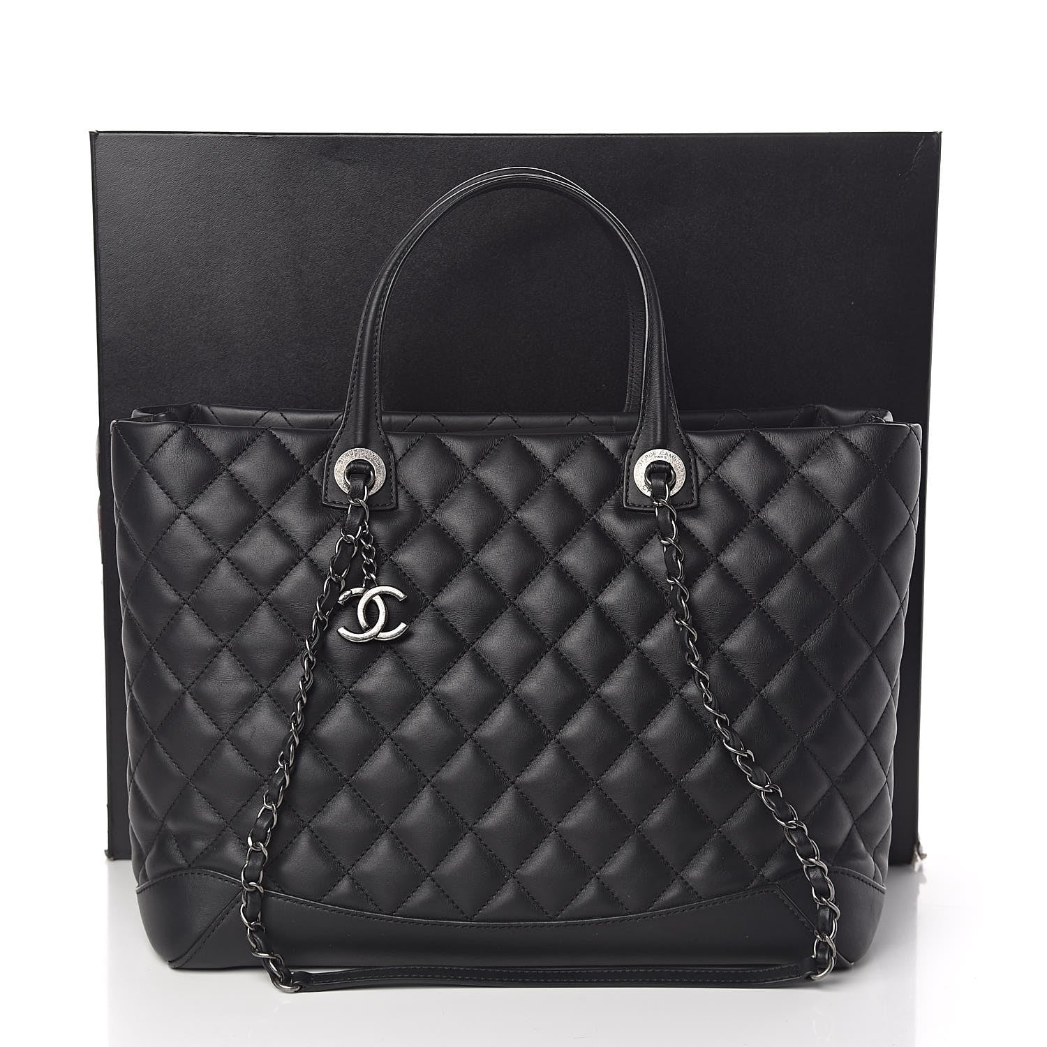 Chanel Calfskin Quilted Large Easy Shopping Tote Black 11 of 11