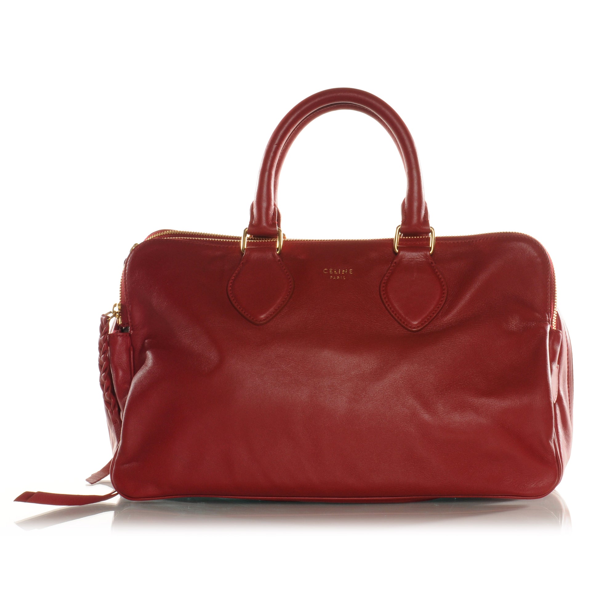 Celine Smooth Calfskin Small Triptyque Satchel Red 1 of 7