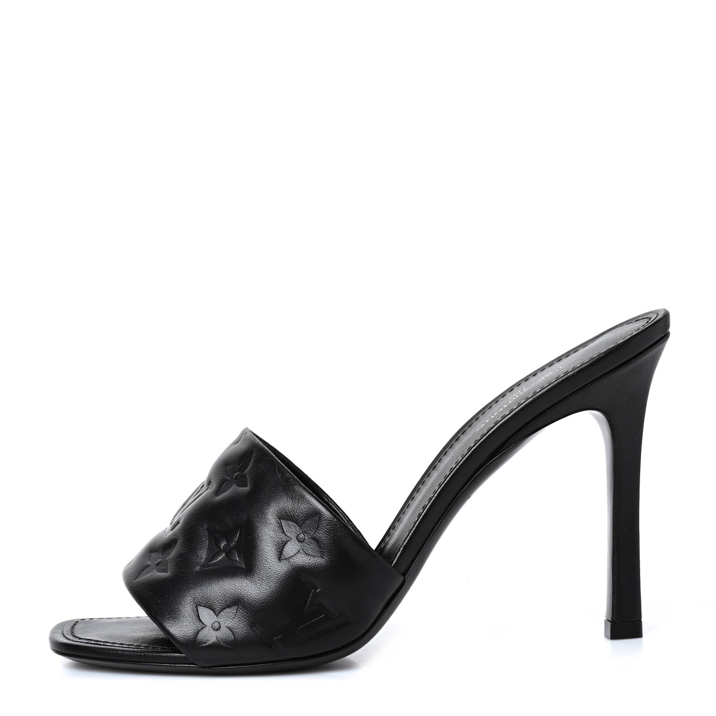 Lambskin Embossed Monogram Revival High Heel Mules 40 Black