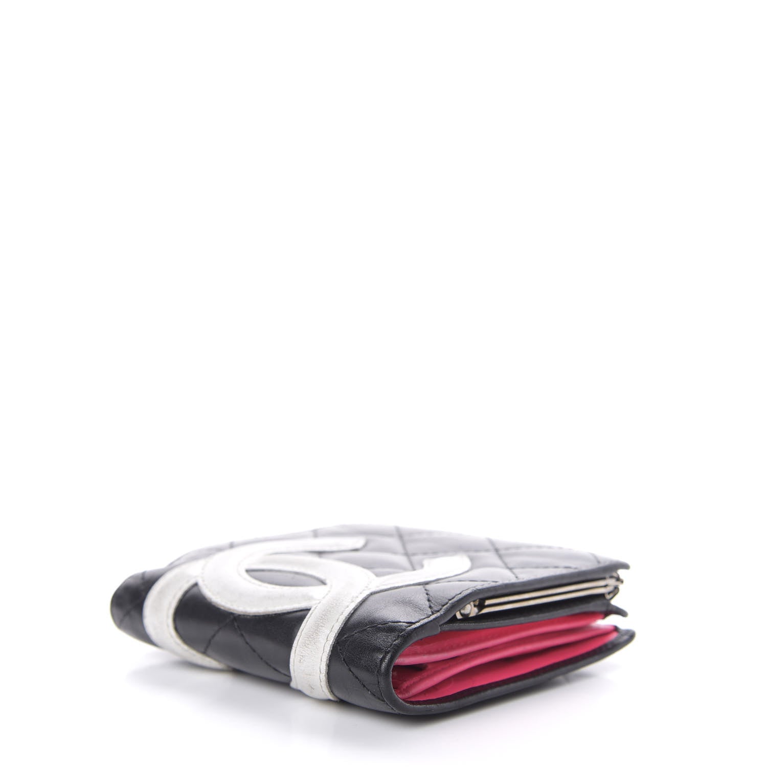 Chanel Calfskin Quilted Cambon Bi-Fold Wallet Black White 4 of 7