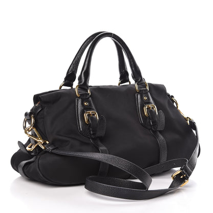 Prada Tessuto Nylon Calfskin Shopping Satchel Black 3 of 9