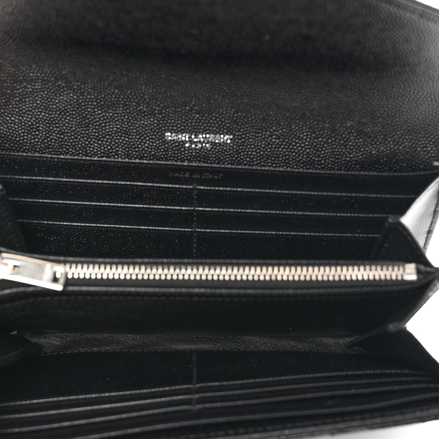 Saint Laurent Grain De Poudre Matelasse Chevron Monogram Flap Wallet Black 5 of 8