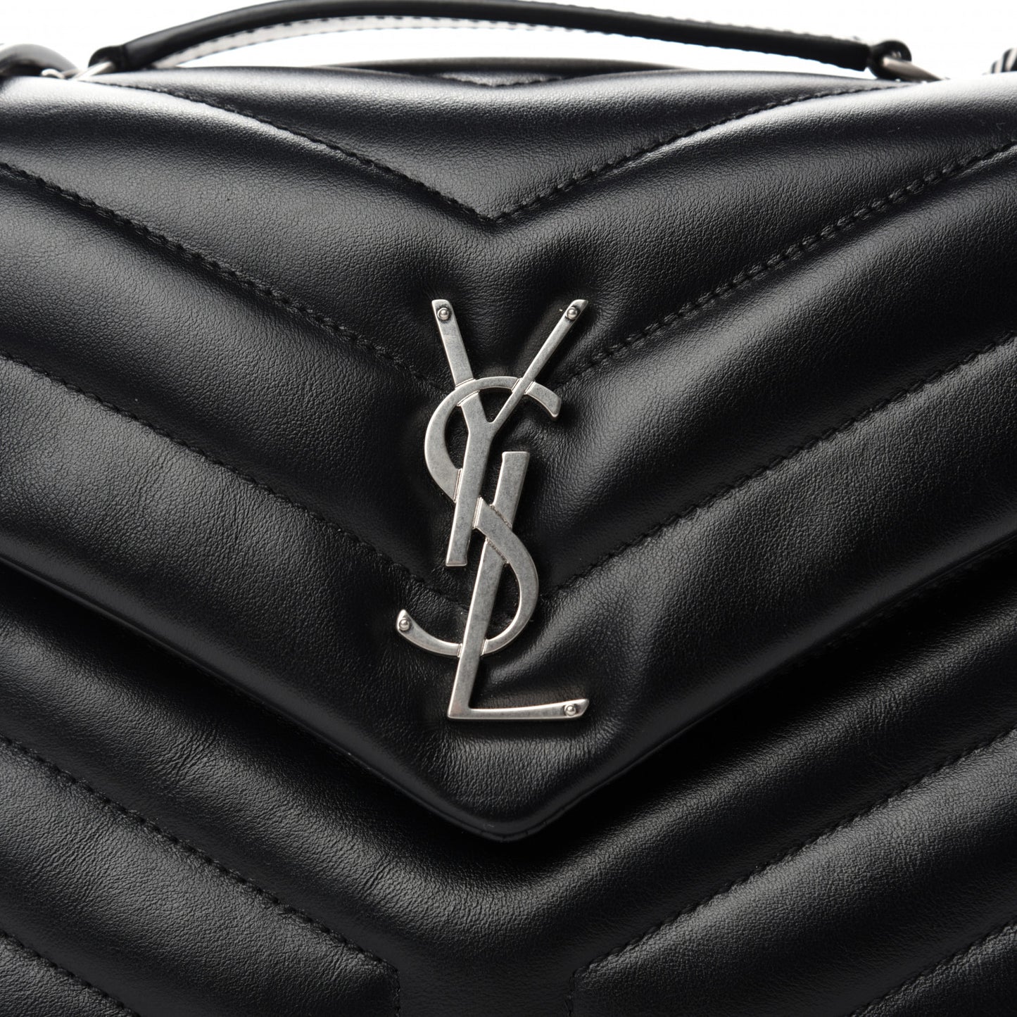 Calfskin Y Quilted Monogram Small Loulou Chain Satchel Black