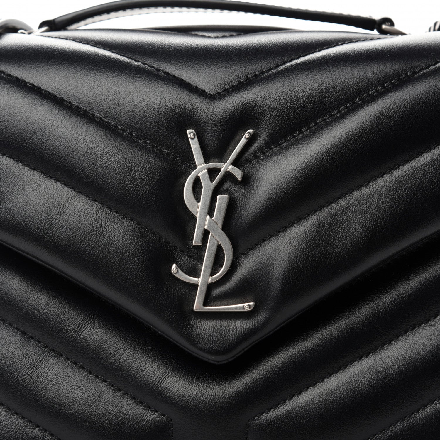 Saint Laurent Calfskin Y Quilted Monogram Small Loulou Chain Satchel Black 9 of 11