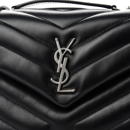 Saint Laurent Calfskin Y Quilted Monogram Small Loulou Chain Satchel Black 9 of 11