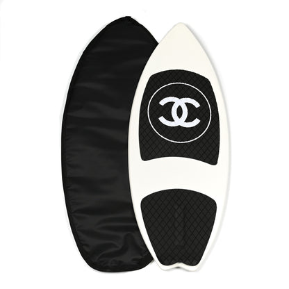 Chanel PVC Carbon Vinyl Acetate Wakesurf Surfboard Black White 6 of 7