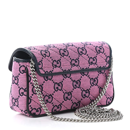 Gucci Monogram Multicolor Matelasse Diagonal Super Mini GG Marmont Shoulder Bag Pink Blue 3 of 9