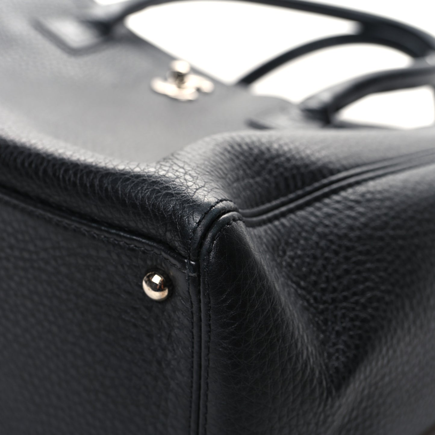 Calfskin Cerf Executive Shopper Tote Black