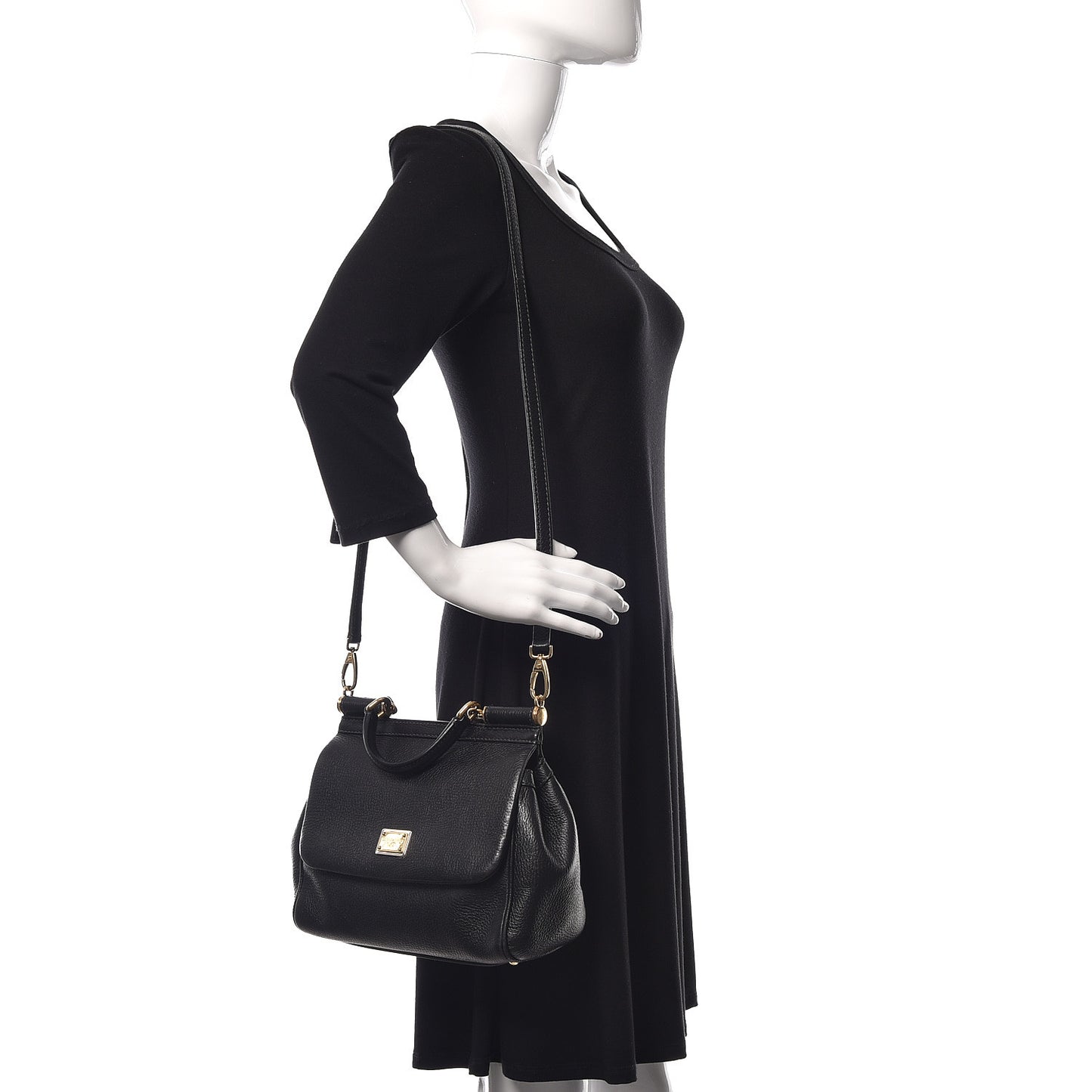 Grained Deerskin Medium Miss Sicily Satchel Black