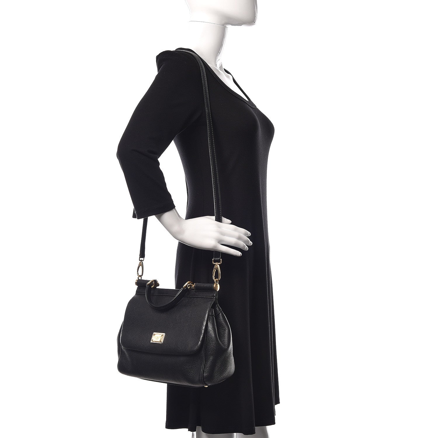 Dolce & Gabbana Grained Deerskin Medium Miss Sicily Satchel Black 2 of 9