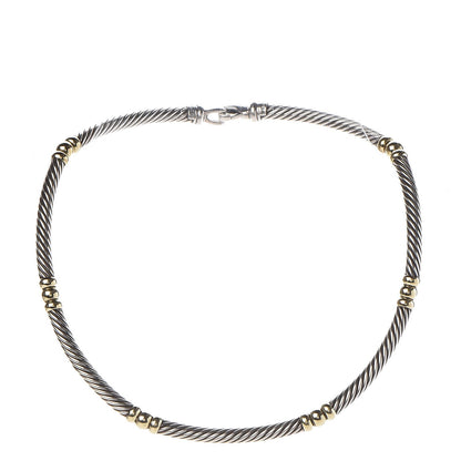 David Yurman Sterling Silver 14K Yellow Gold Hampton Cable Necklace 1 of 6