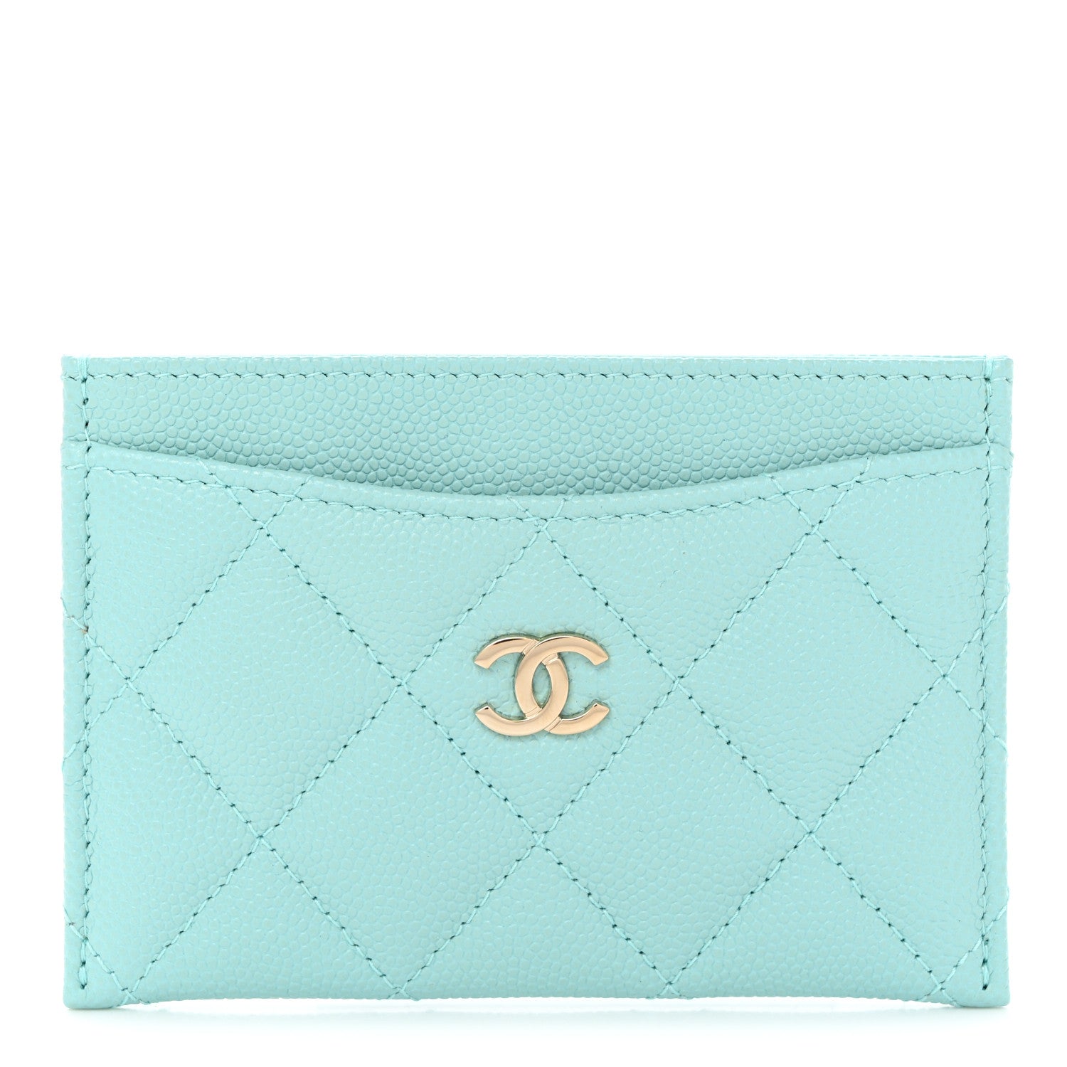 Chanel Caviar Quilted Card Holder Light Blue 1 of 8