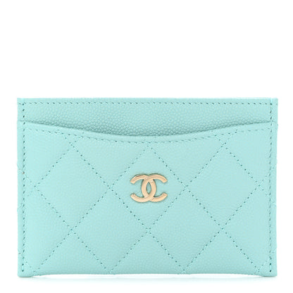 Chanel Caviar Quilted Card Holder Light Blue 1 of 8