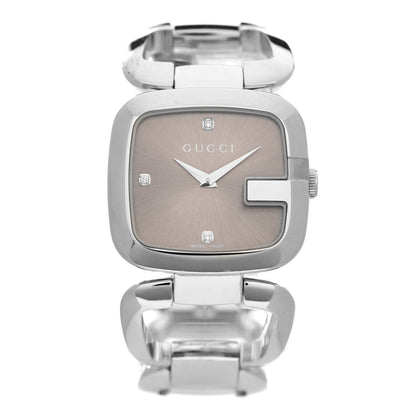 Gucci Stainless Steel Diamond 32mm G-Gucci Square Quartz Watch Brown 1 of 4