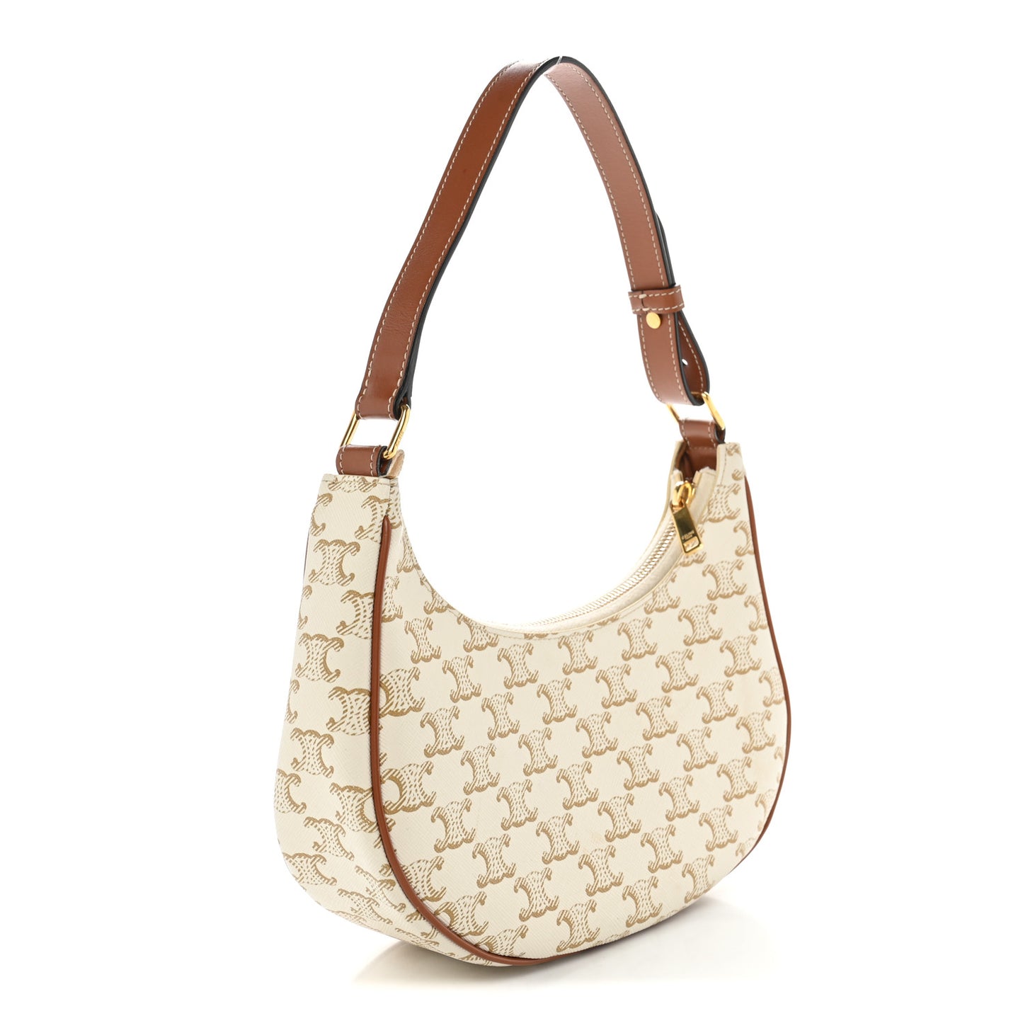 Canvas Calfskin Ava Triomphe Shoulder Bag Grege