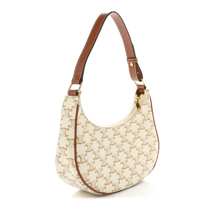 Celine Canvas Calfskin Ava Triomphe Shoulder Bag Grege 3 of 10