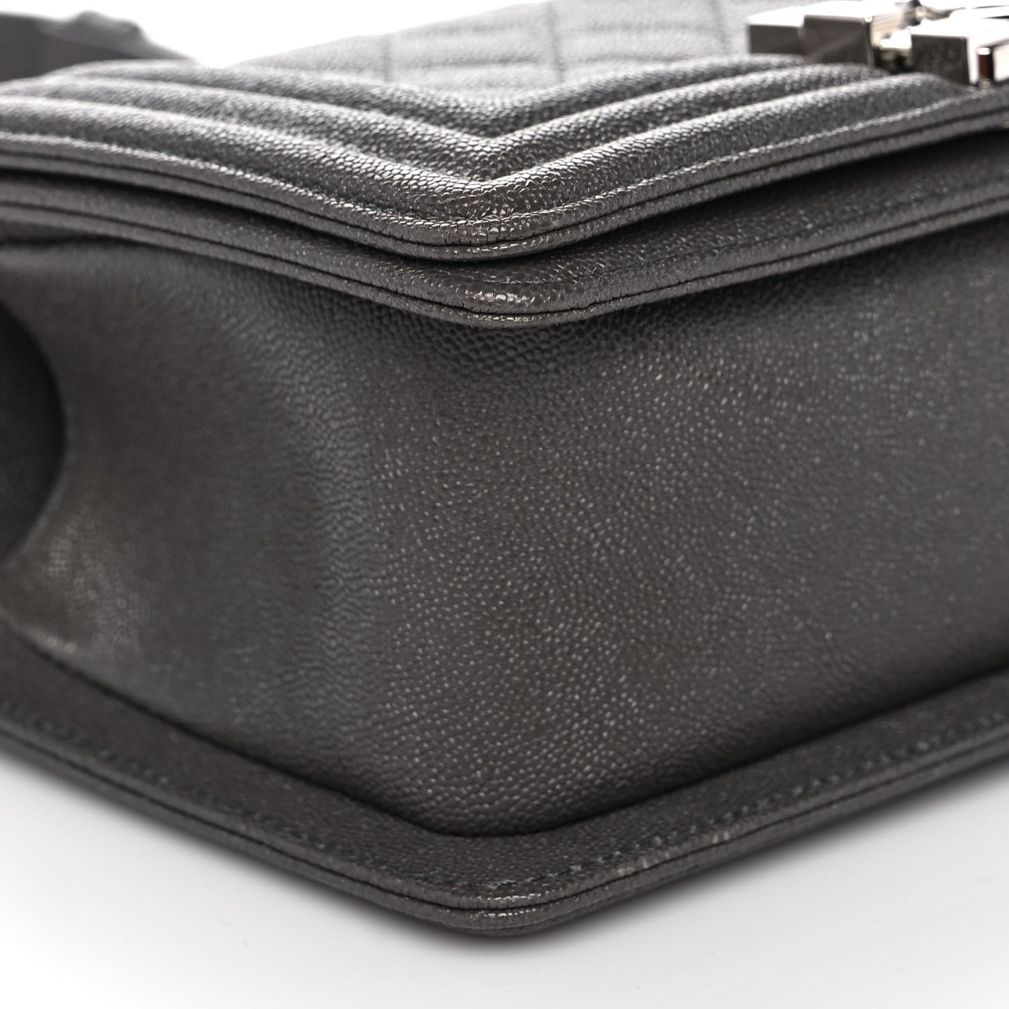 Caviar Quilted Small Boy Flap Grey