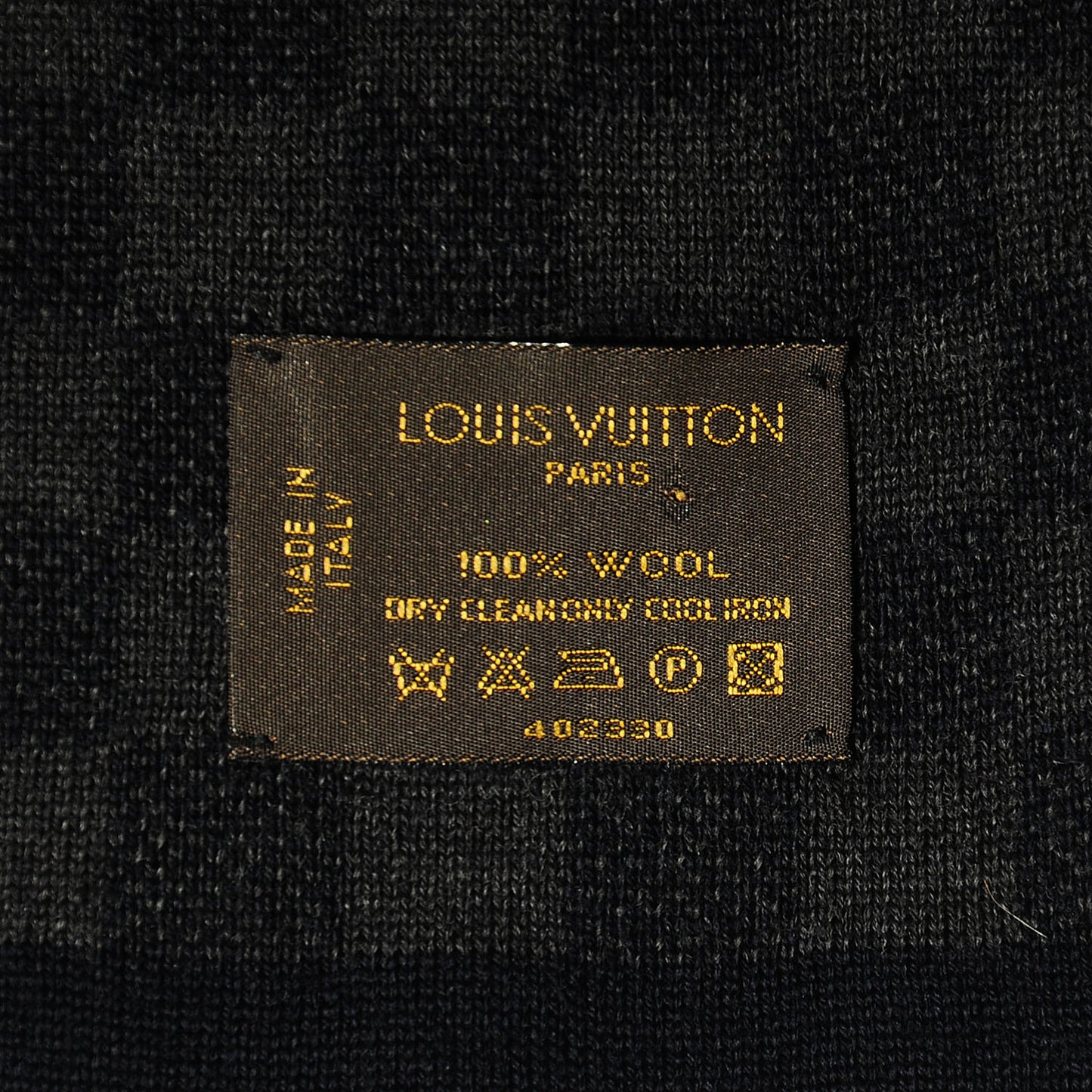 Wool Petit Damier Graphite Scarf Black