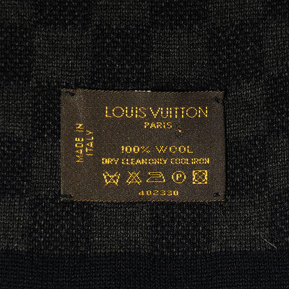 Louis Vuitton Wool Petit Damier Graphite Scarf Black 4 of 4