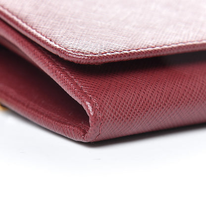 Prada Saffiano Metal Oro Chain Wallet Cherry 9 of 11