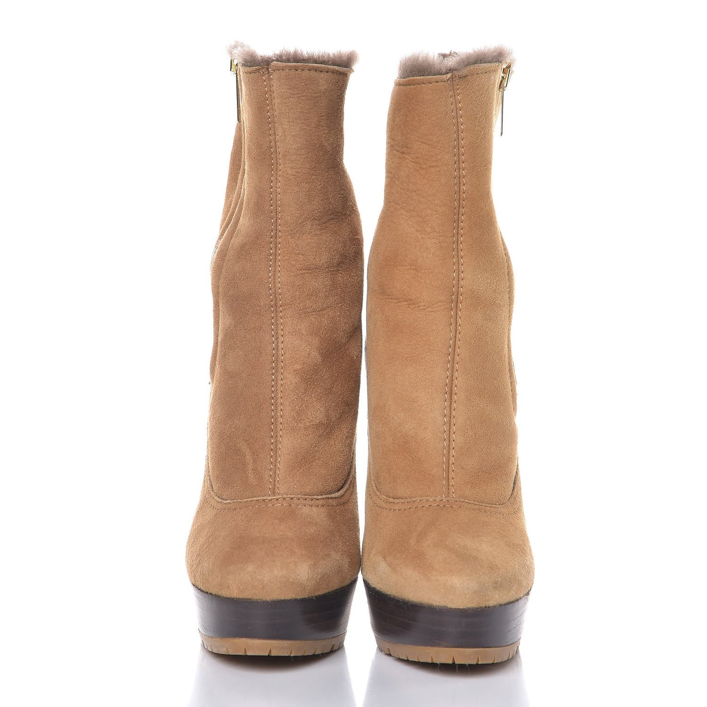 Suede Shearling Trixie Ankle Boots 35 Camel