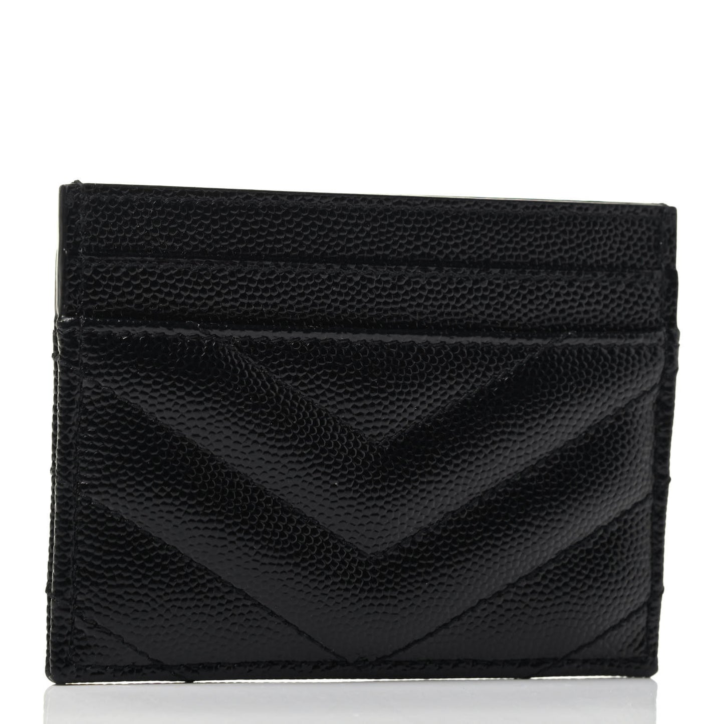 Grain De Poudre Matelasse Chevron Monogram Credit Card Case Black