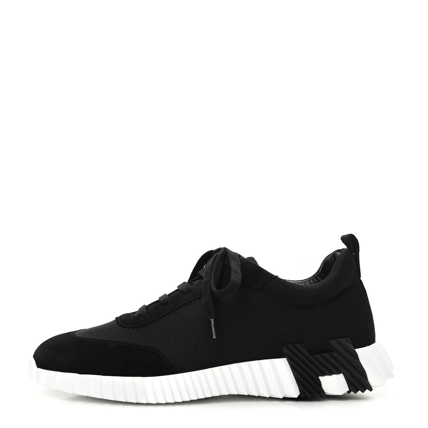 Hermes Technical Jersey Suede Goatskin Bouncing Sneakers 43 Black White 1 of 8