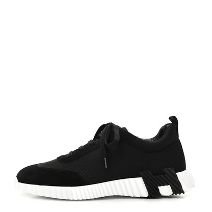 Hermes Technical Jersey Suede Goatskin Bouncing Sneakers 43 Black White 1 of 8