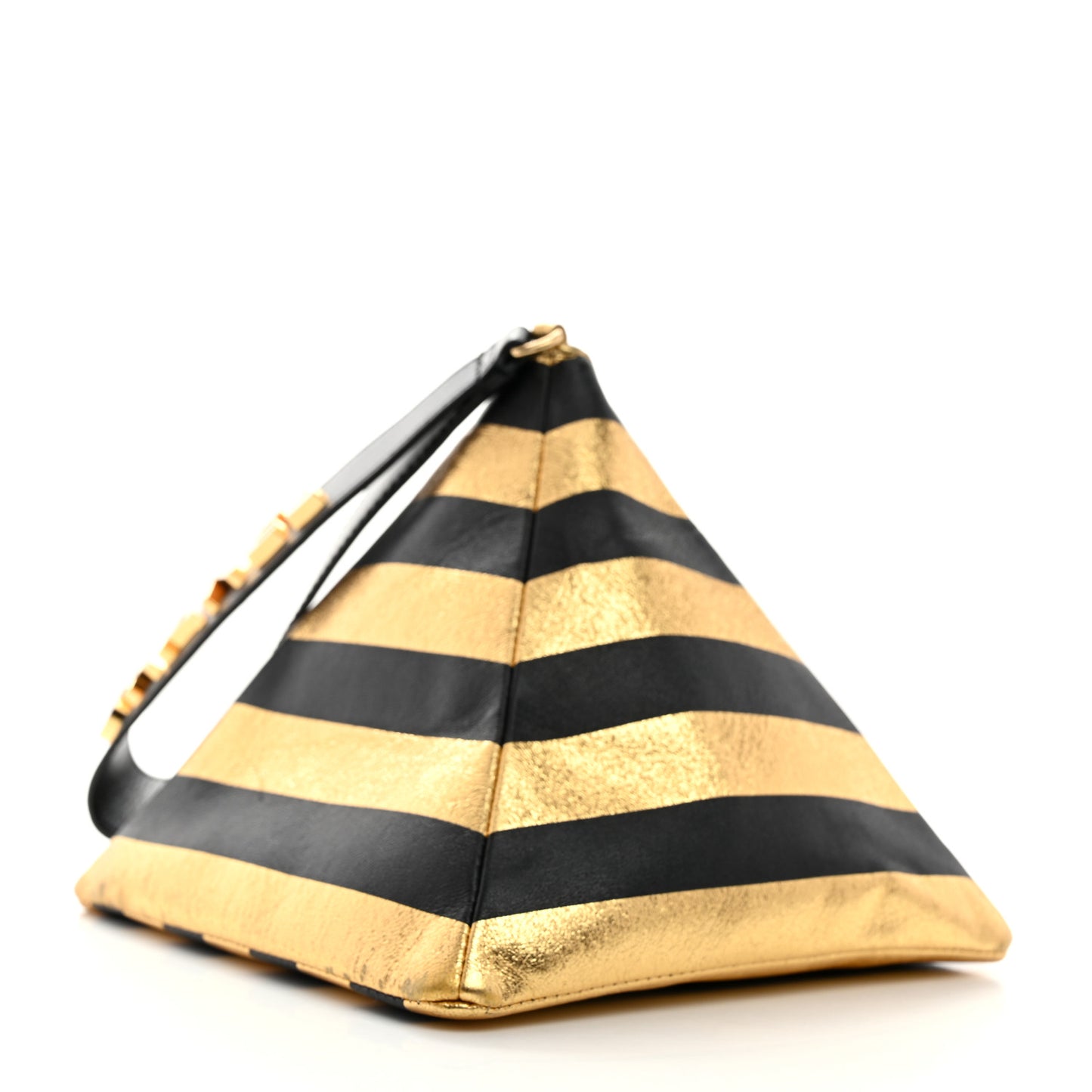 Metallic Lambskin CC Kheops Pyramid Bag Gold Black