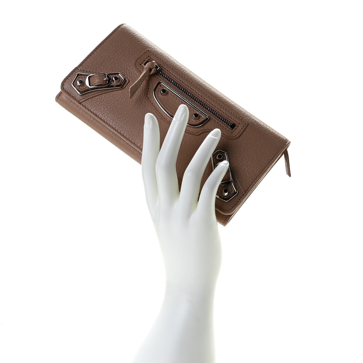 Balenciaga Chevre Silver Metallic Edge Hardware Money Wallet Rose Des Sables 2 of 8