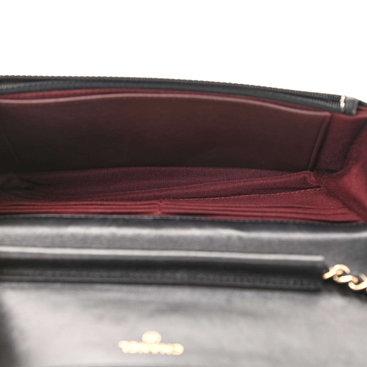 Chanel Lambskin Chevron Quilted Wallet On Chain WOC Black 5 of 12