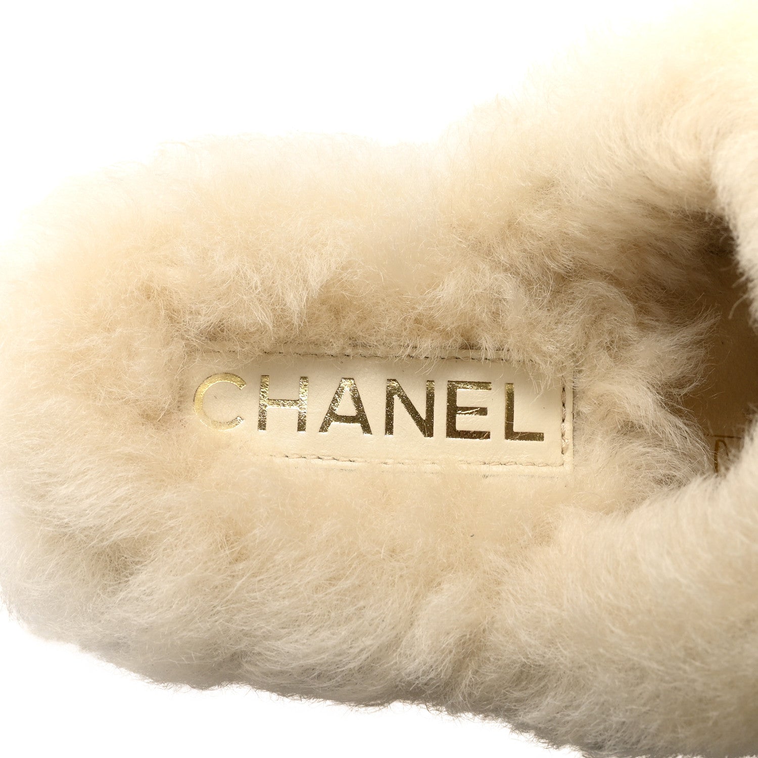 Chanel Suede Shearling CC Cap Toe Mules 36 Beige Black 1801083