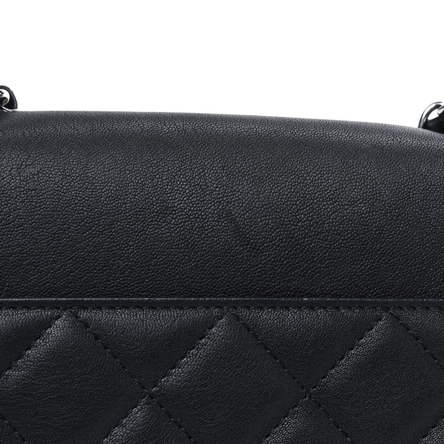 Goatskin Quilted Large CC Box Flap Black